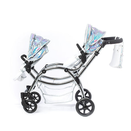 Roma Polly Twin Dolls Pram Mermaid – Adjustable Twin Doll Pushchair, 3+ years