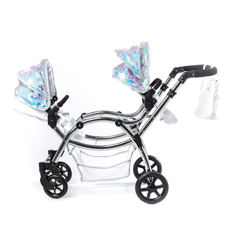 Roma Polly Twin Dolls Pram Mermaid – Adjustable Twin Doll Pushchair, 3+ years